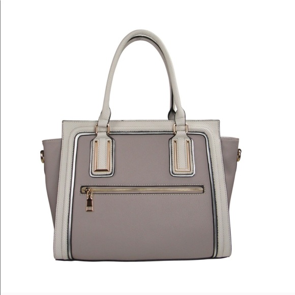 Handbags - Last 1!! NEW! gray two tone zipper satchel + strap